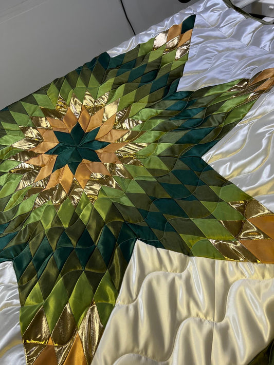 Greens with Gold Lamé Star Robe